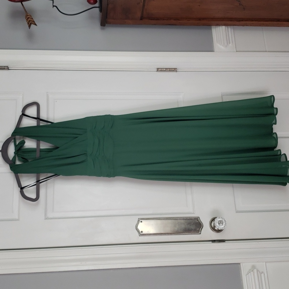 Beautiful green chiffon backless Halter top dress